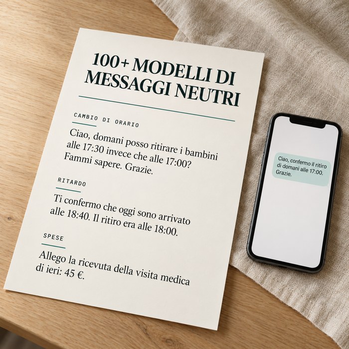 Un foglio con i modelli di messaggi neutri e il telefono con un messaggio