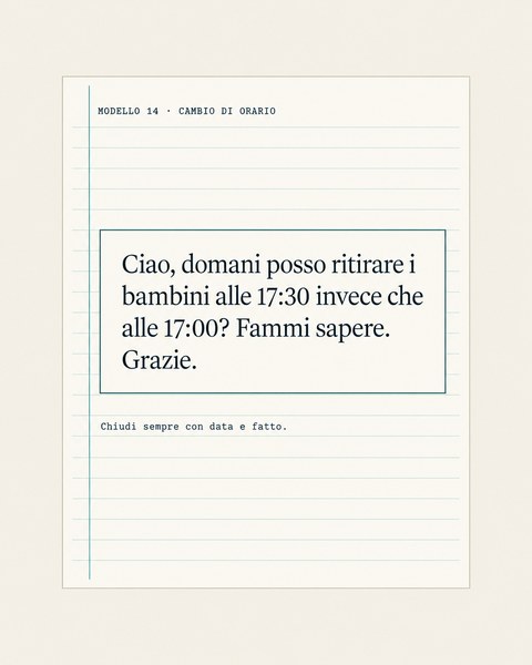 Un modello di messaggio per un cambio di orario